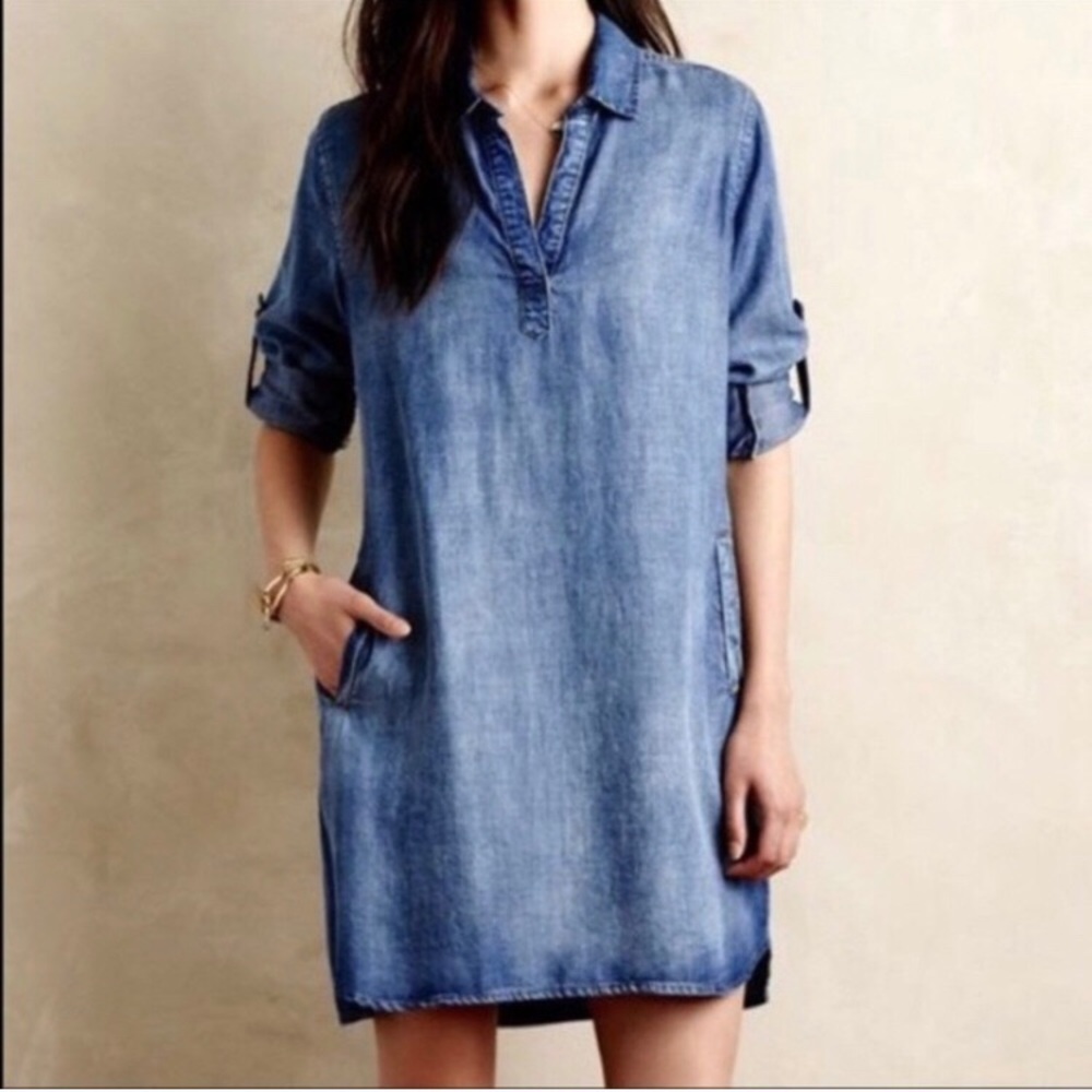 Anthropologie Cloth & Stone Chambray Tunic Dress